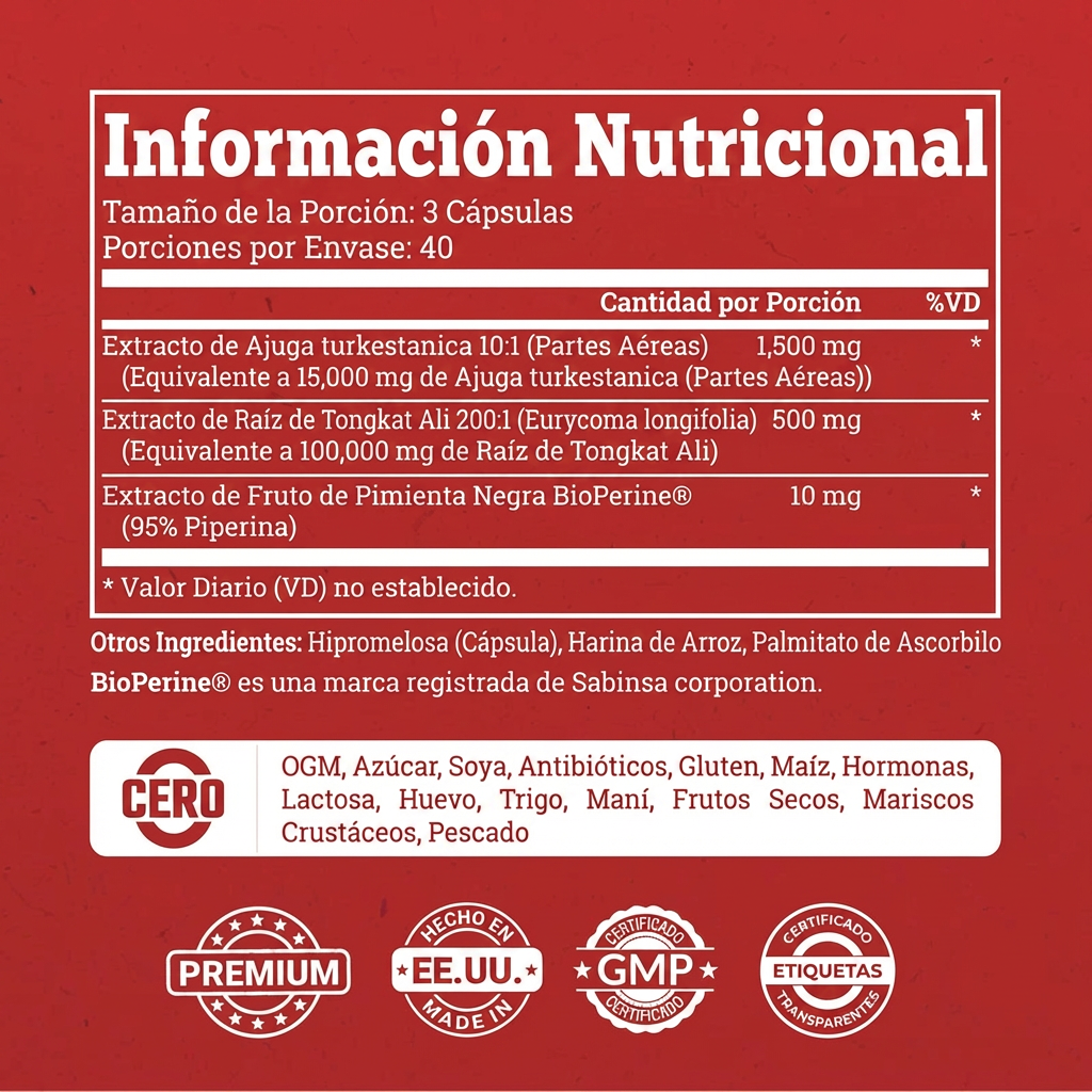 Turkesterona 1000mg | Fuerza, Energía y Recuperación Máxima