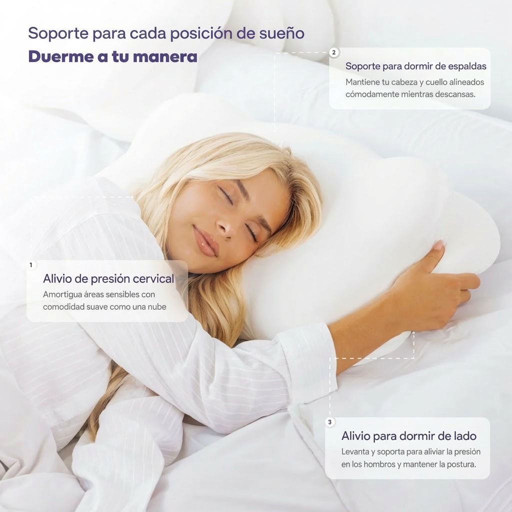 COMPRE 1 LLEVA 4 | Almohada Cervical Ergonómica con Memory Foam y Funda Refrescante | Máximo Confort para Dormir Mejor